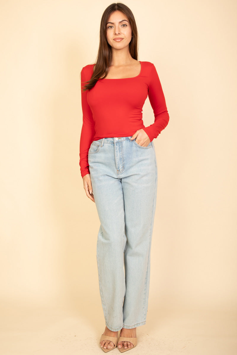 Square Neck Long Sleeve Top (CAPELLA)