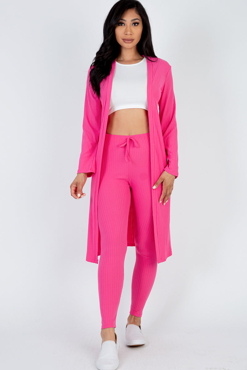 Ribbed Long Cardigan & Leggings Set (CAPELLA)