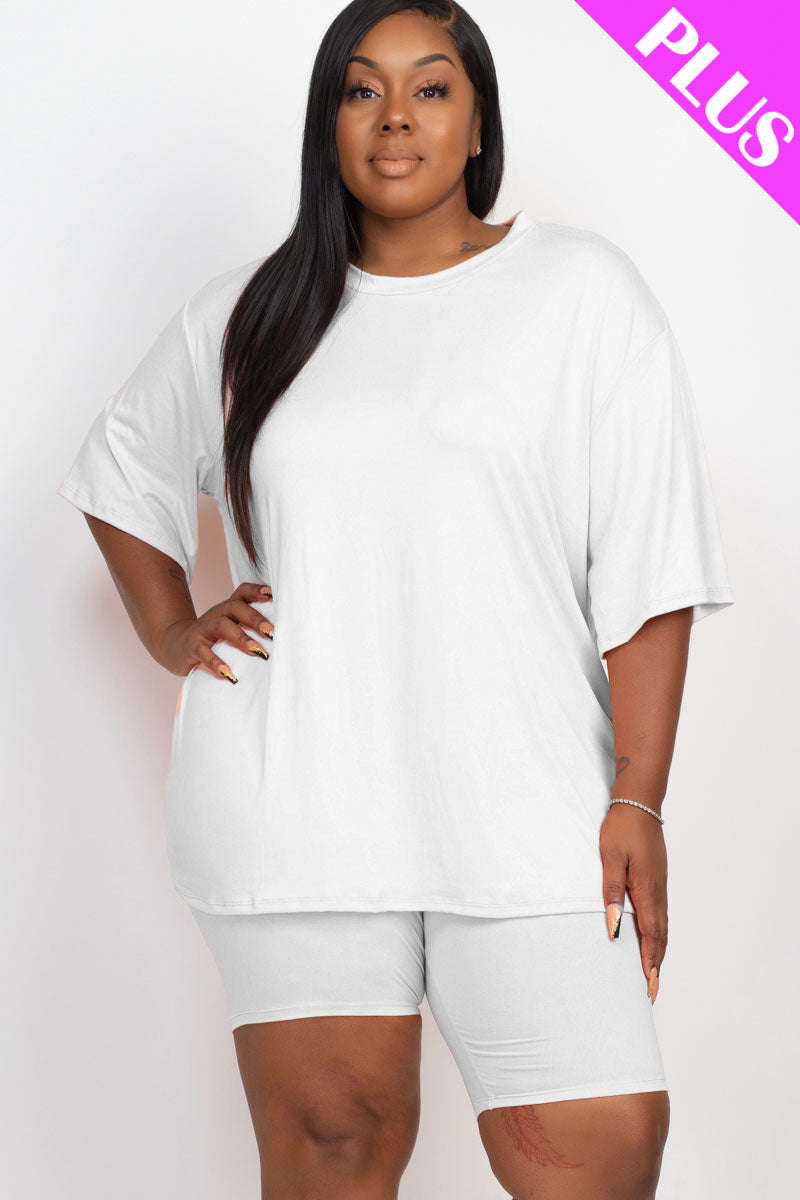 Plus Size Loose Fit Top&Biker Shorts Set (CAPELLA)