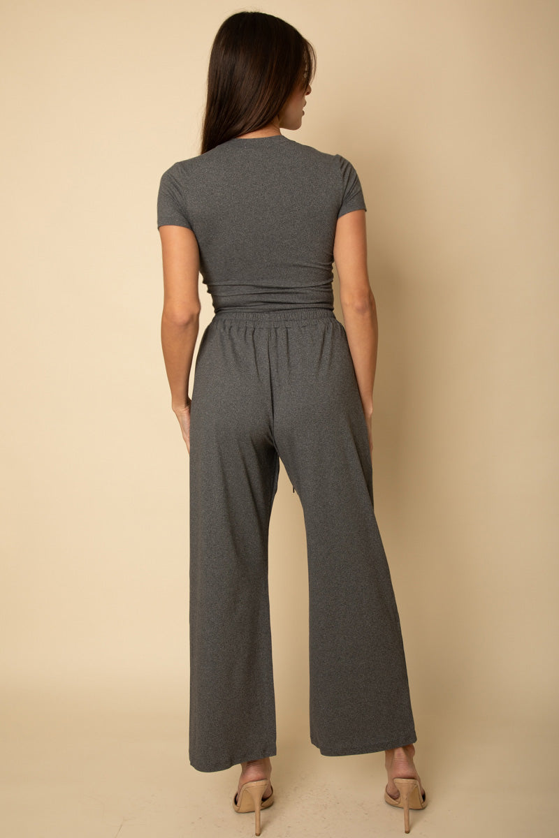 Relaxed Fit Top and Wide-Leg Pants Set (CAPELLA)