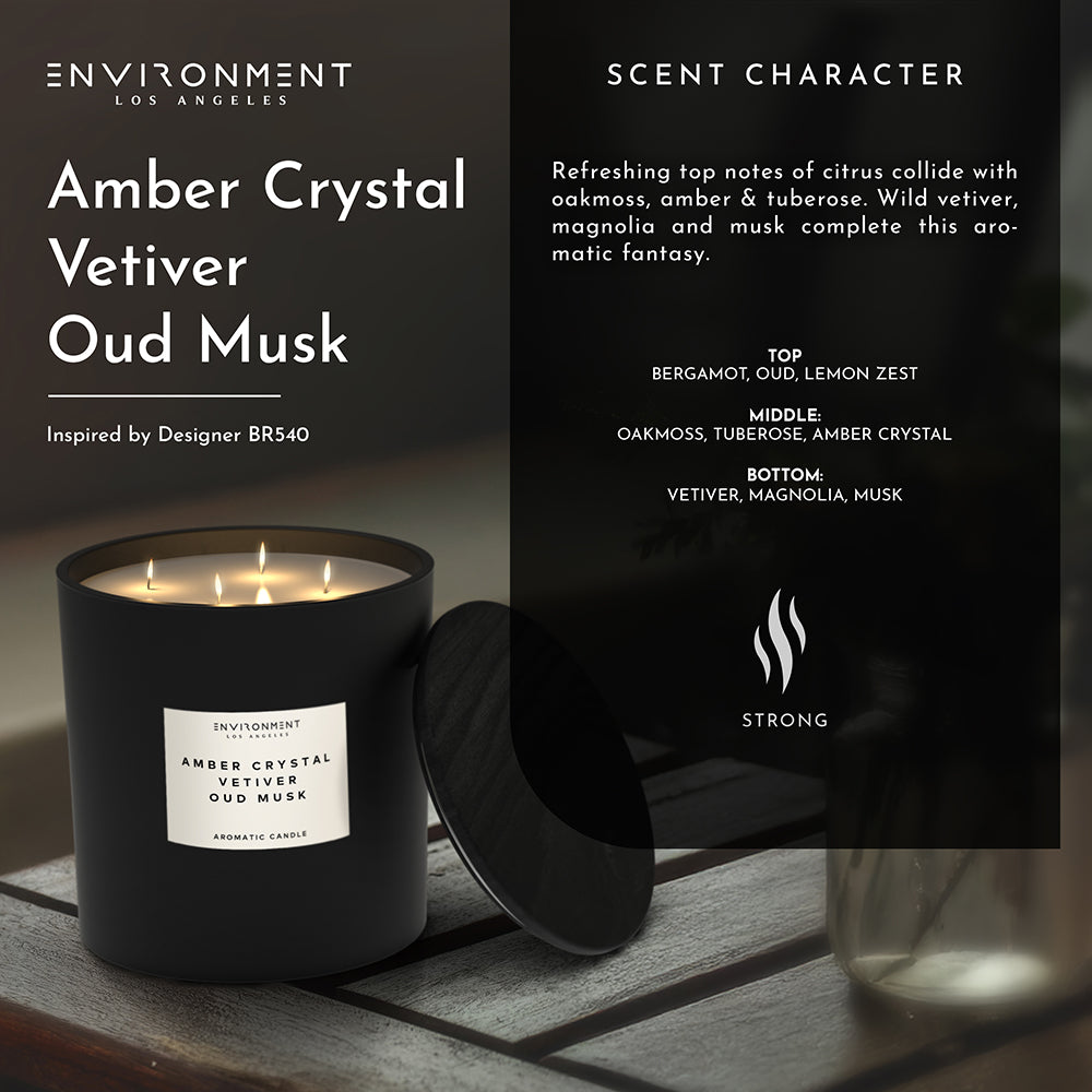 55oz Amber Crystal | Vetiver | Oud Musk Candle (Inspired by Baccarat Rouge 540®)
