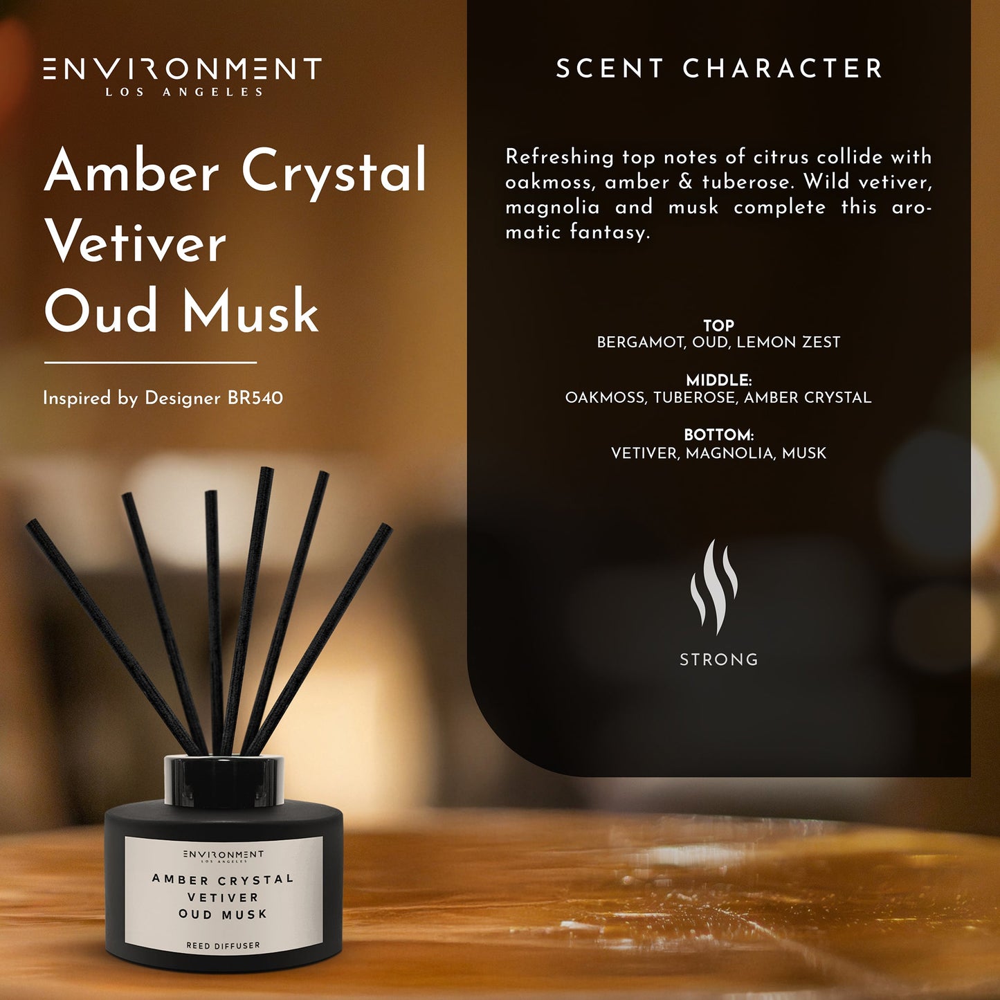 Amber Crystal | Vetiver | Oud Musk Diffuser (Inspired by Baccarat Rouge 540®)