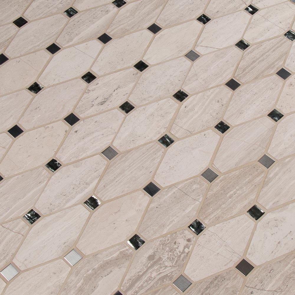 Bayview Elongated Octagon 11.81"x13.4" Glass Metal Stone Mesh-Mounted Mosaic Tile Pattern - MSI Collection