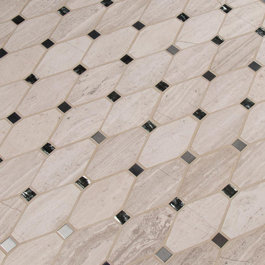 Bayview Elongated Octagon 11.81"x13.4" Glass Metal Stone Mesh-Mounted Mosaic Tile Pattern - MSI Collection