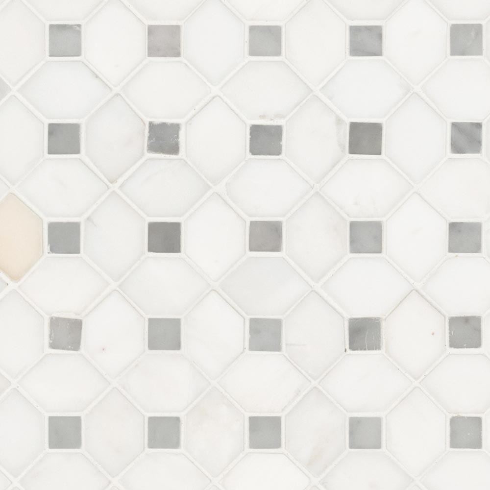 Bianco Dolomite Dotty 12.31" x 12.36" Polished Marble Mesh-Mounted Mosaic Tile Pattern-MSI Collection