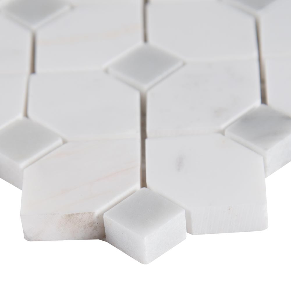 Bianco Dolomite Dotty 12.31" x 12.36" Polished Marble Mesh-Mounted Mosaic Tile Pattern-MSI Collection