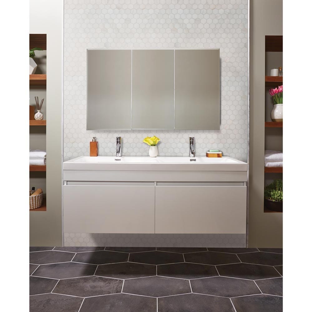 Bianco Dolomite Hexagon 11.75" x 12" Polished Marble Mesh-Mounted Mosaic Tile 2" Hexagon-MSI Collection