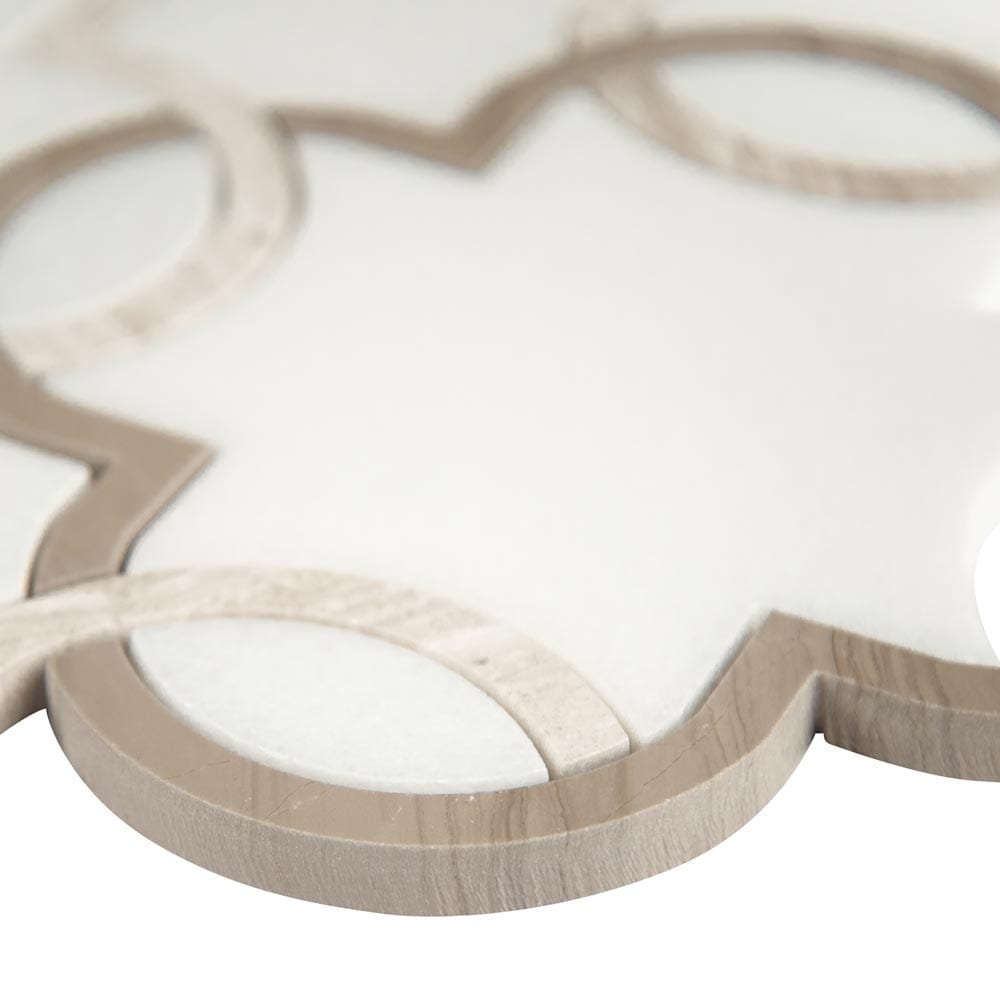 Bianco Quatrefoil 12" x 12" Polished Marble Mesh-Mounted Mosaic Tile Pattern-MSI Collection