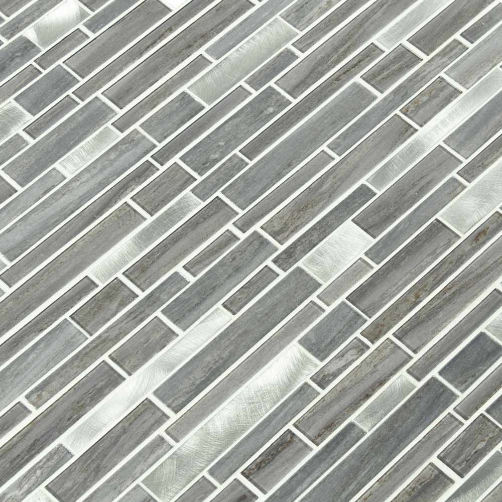Bimini Interlocking 12" x 12" Glass and Metal Mesh-Mounted Mosaic Wall Tile Pattern-MSI Collection