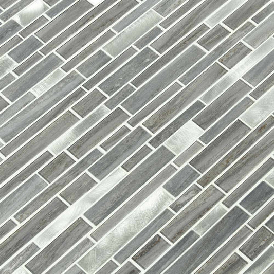 Bimini Interlocking 12" x 12" Glass and Metal Mesh-Mounted Mosaic Wall Tile Pattern-MSI Collection