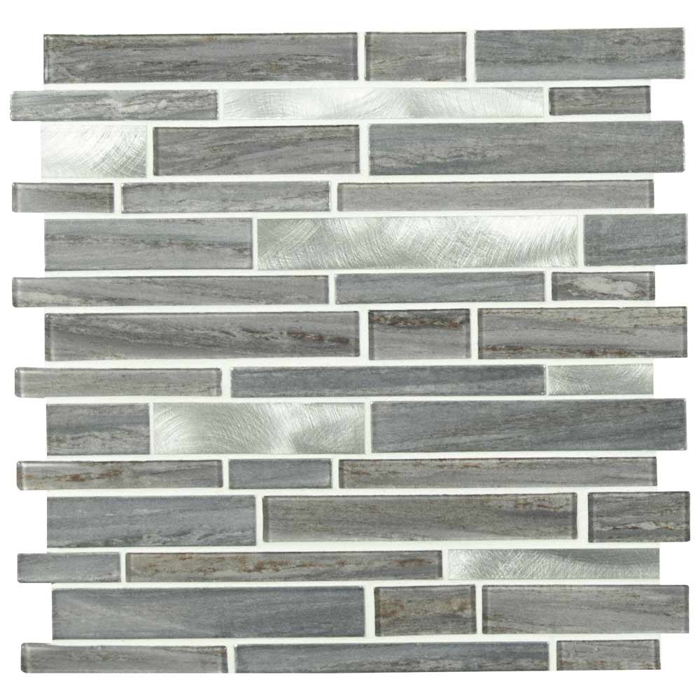 Bimini Interlocking 12" x 12" Glass and Metal Mesh-Mounted Mosaic Wall Tile Pattern-MSI Collection