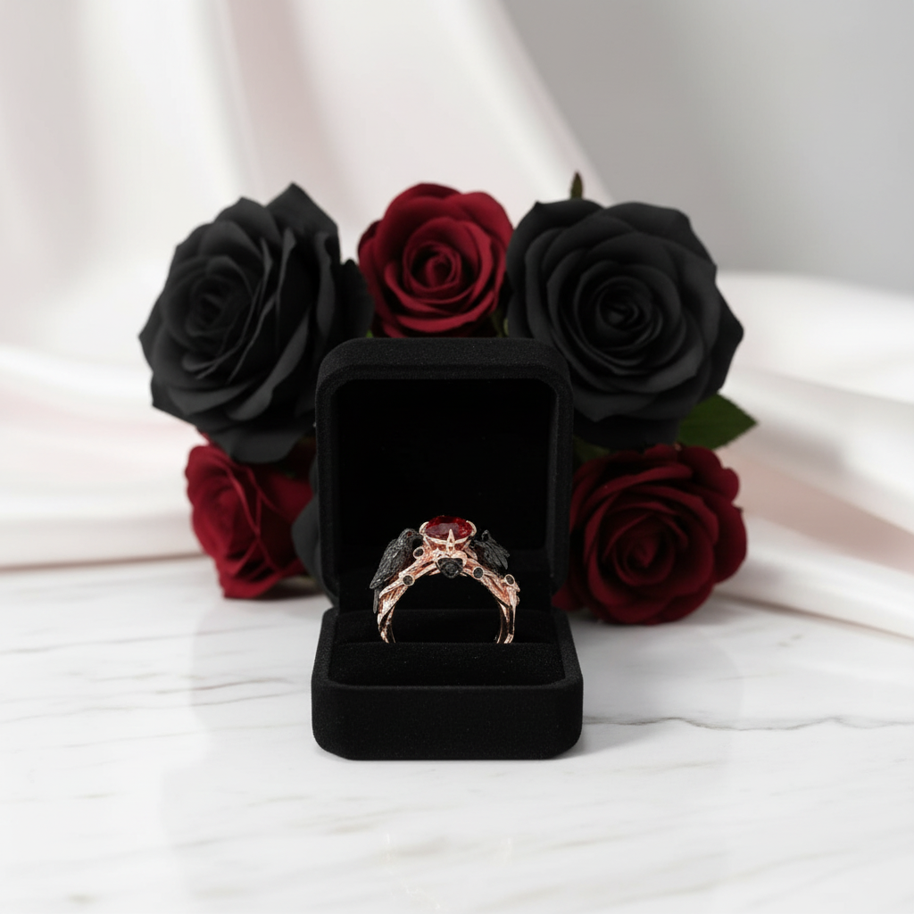 Black Crow- 1.25 Carat Diamond Gothic Wedding Ring