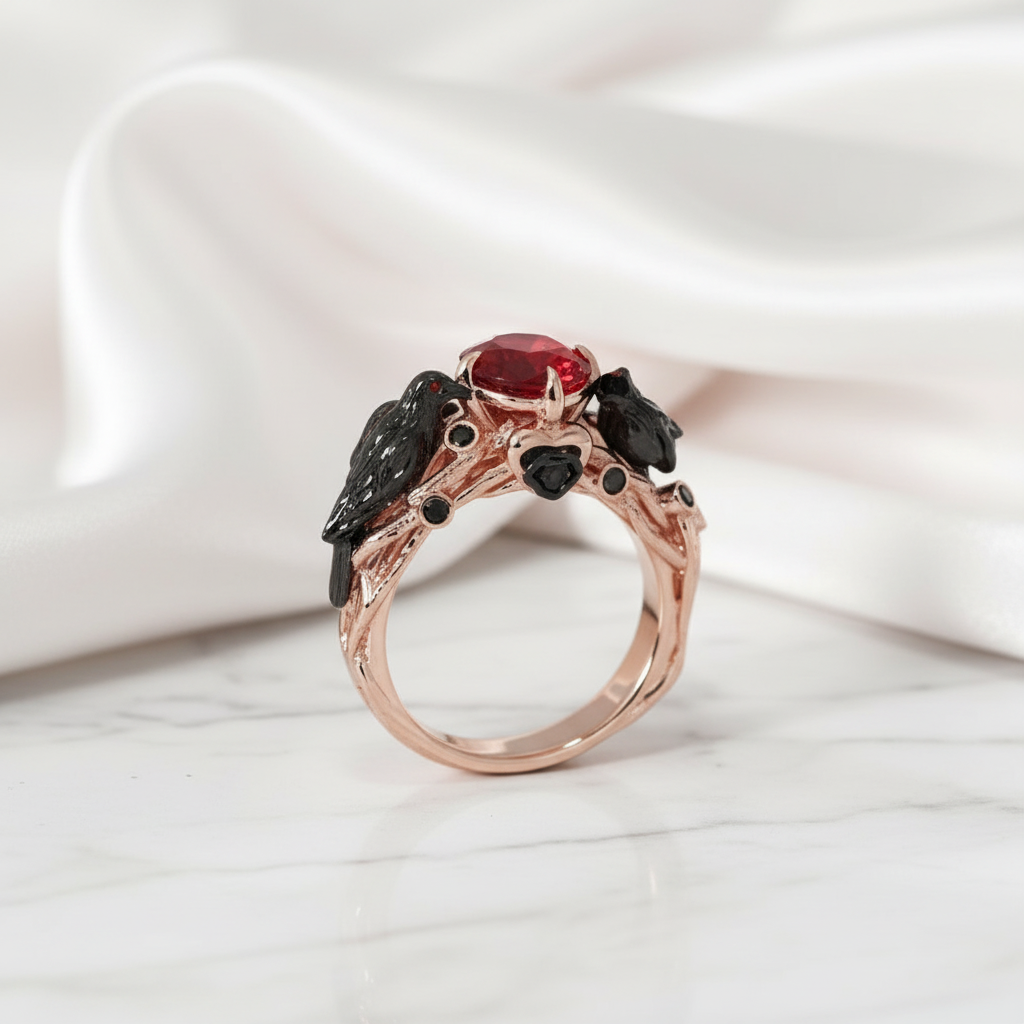 Black Crow- 1.25 Carat Diamond Gothic Wedding Ring