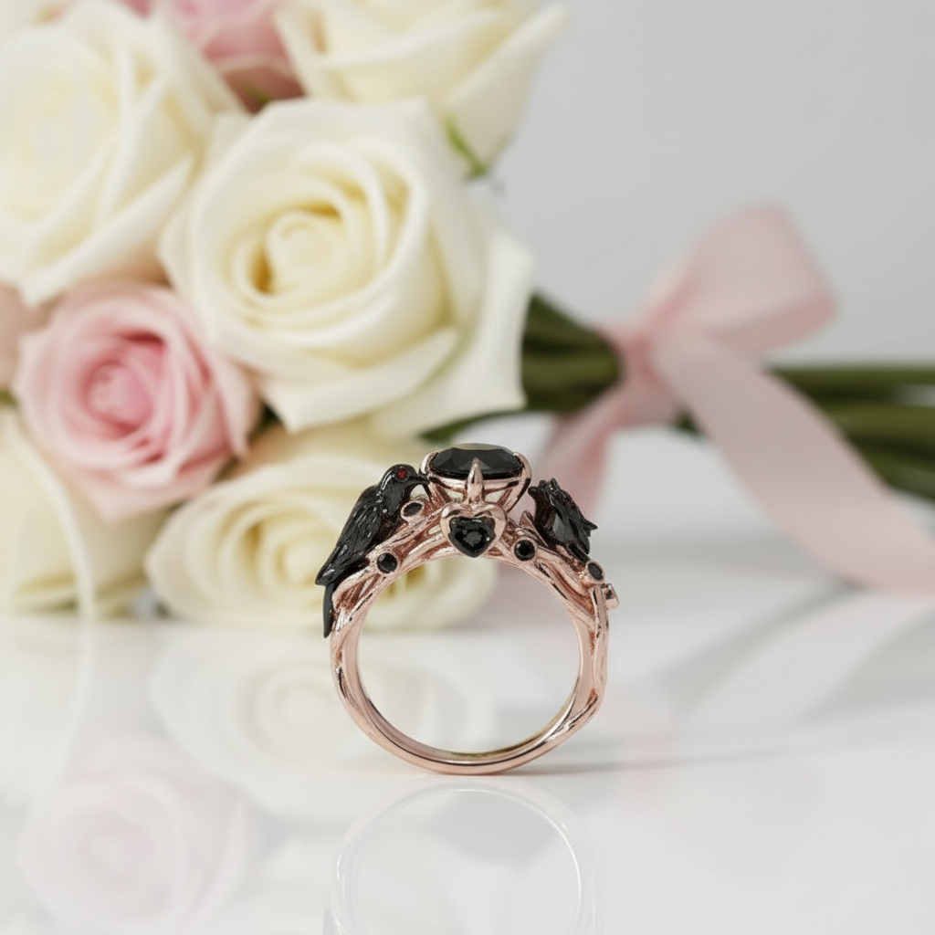 Black Crow- 1.25 Carat Diamond Gothic Wedding Ring