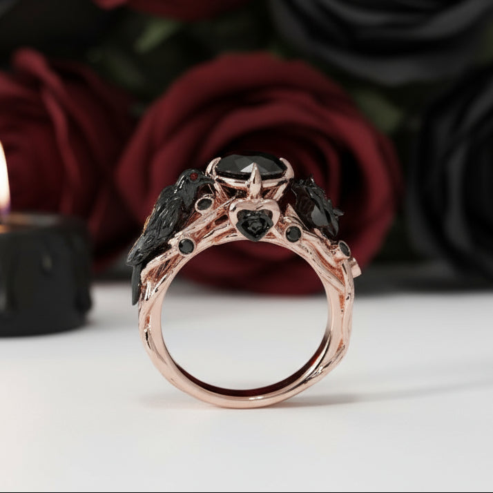 Black Crow- 1.25 Carat Diamond Gothic Wedding Ring