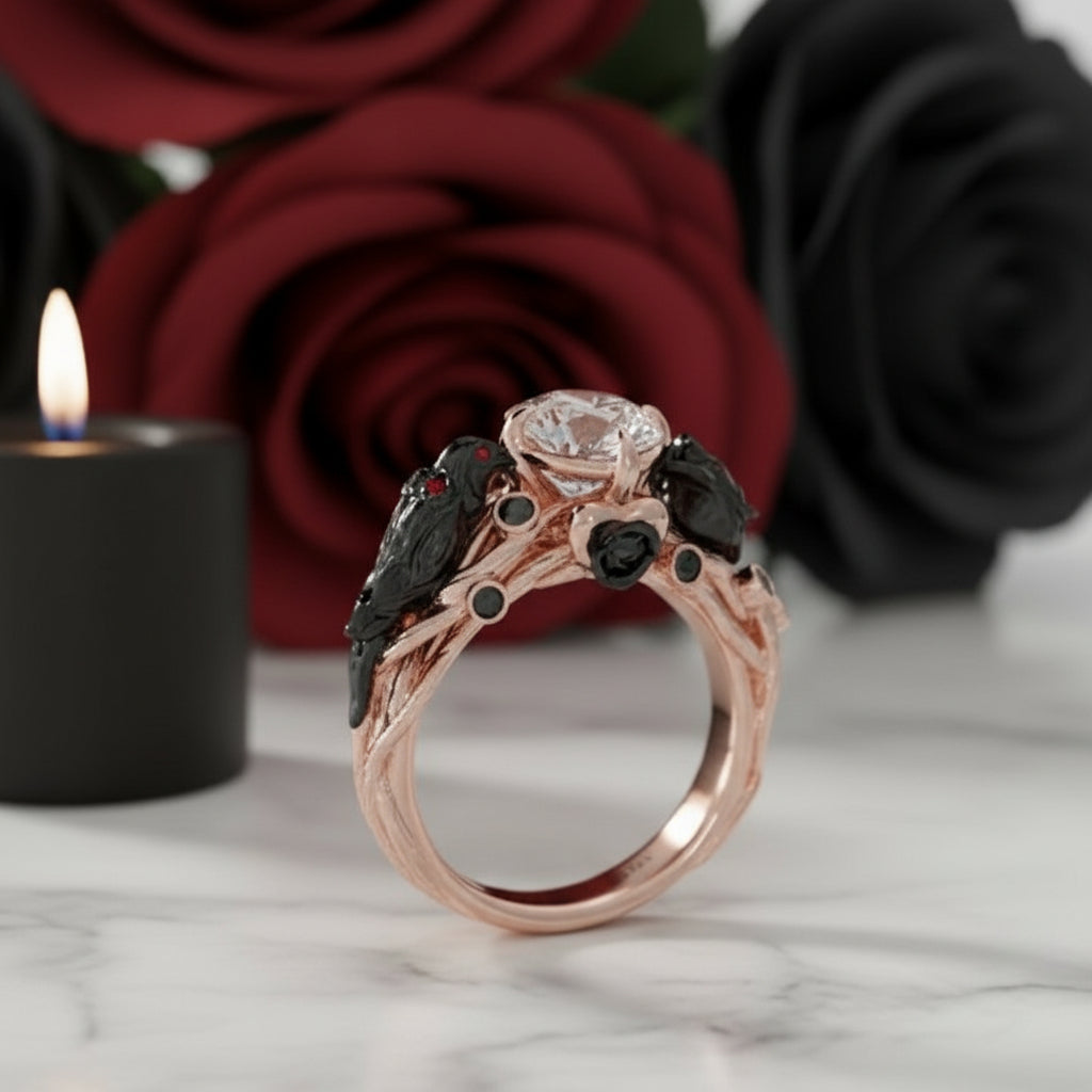 Black Crow- 1.25 Carat Diamond Gothic Wedding Ring