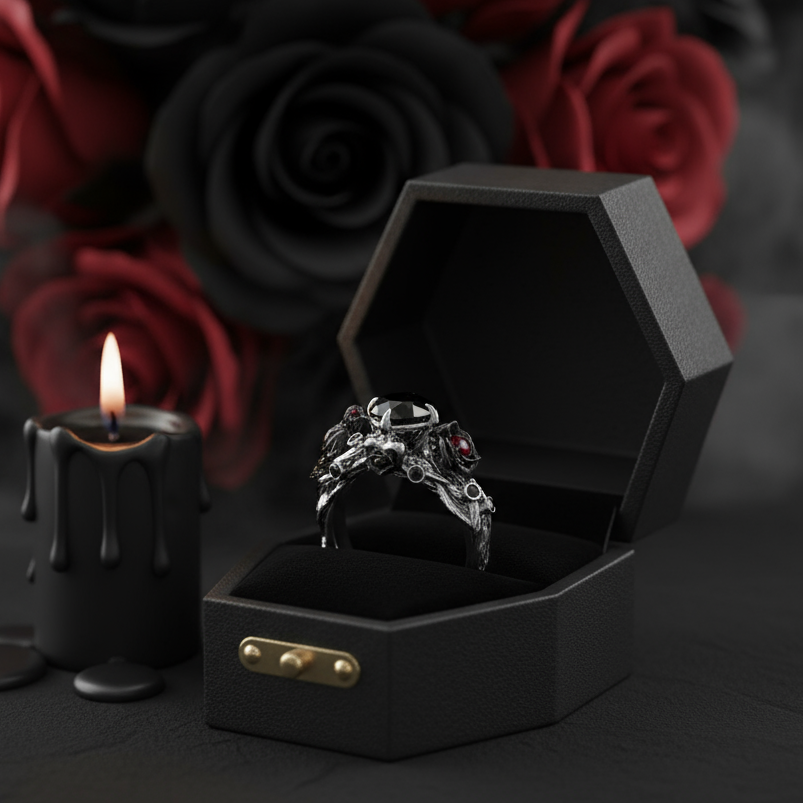 Black Crow- 1.25 Carat Diamond Gothic Wedding Ring