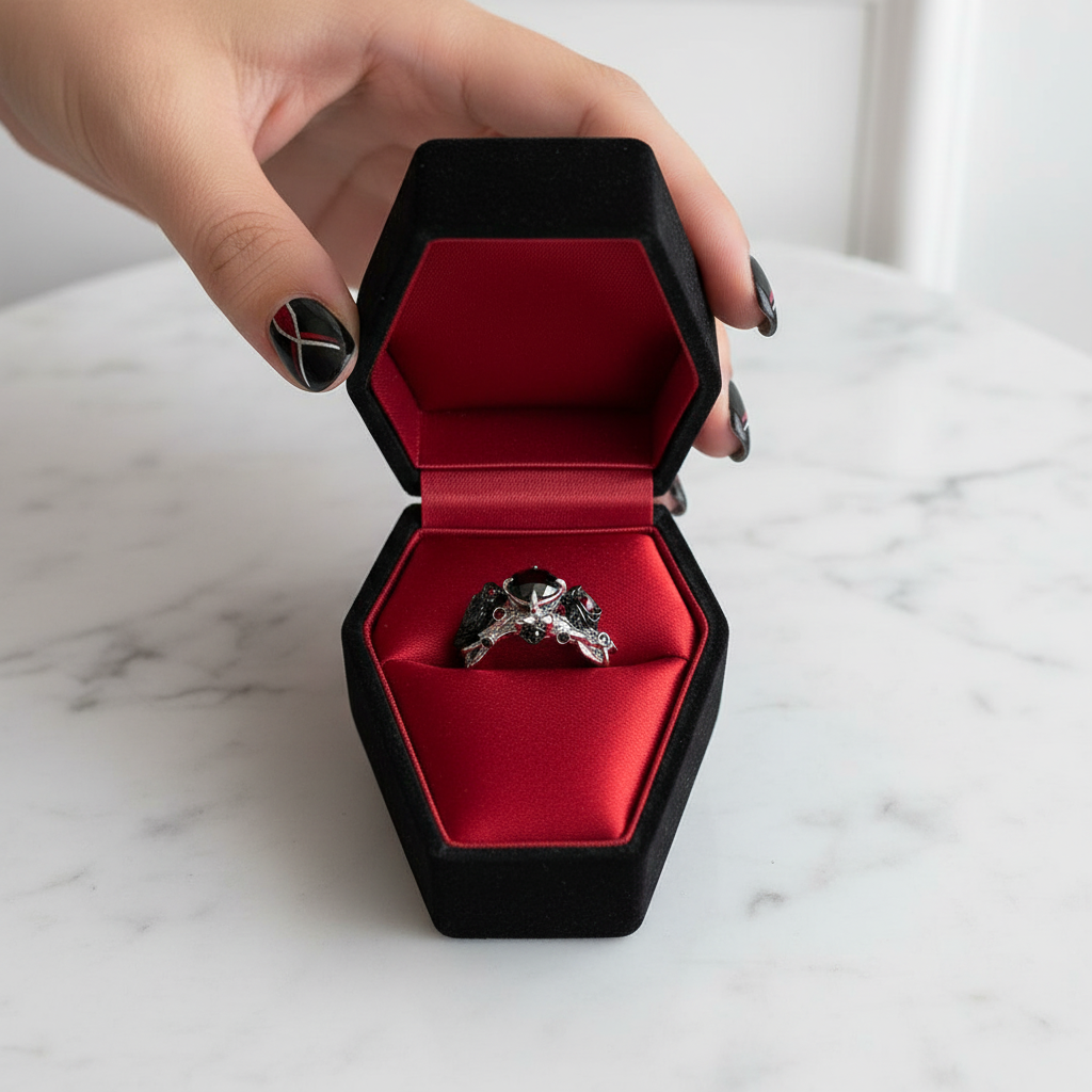 Black Crow- 1.25 Carat Diamond Gothic Wedding Ring