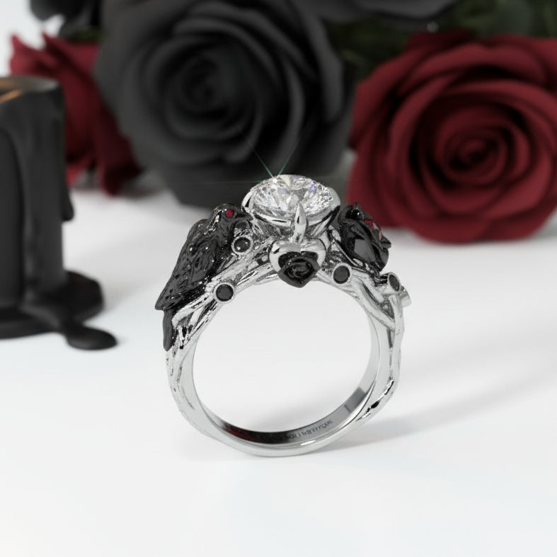 Black Crow- 1.25 Carat Diamond Gothic Wedding Ring