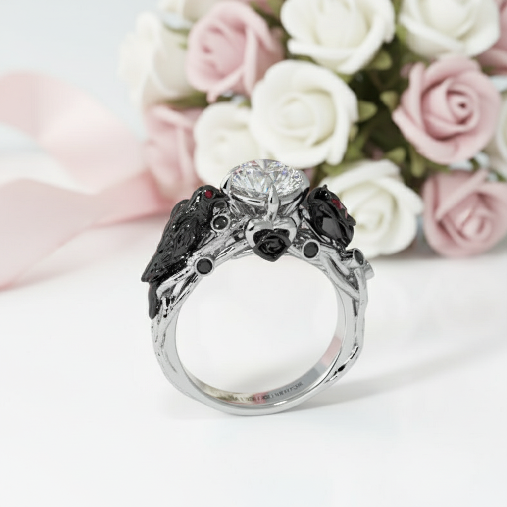 Black Crow- 1.25 Carat Diamond Gothic Wedding Ring