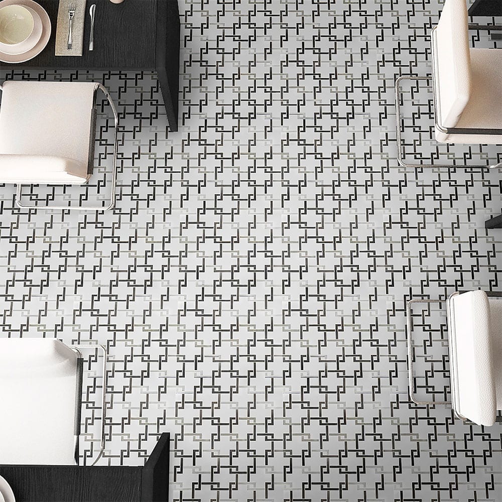 Blanco Lynx Stone Metal Mesh-Mounted Mosaic Tile 10.4"x10.47" Polished-MSI Collection