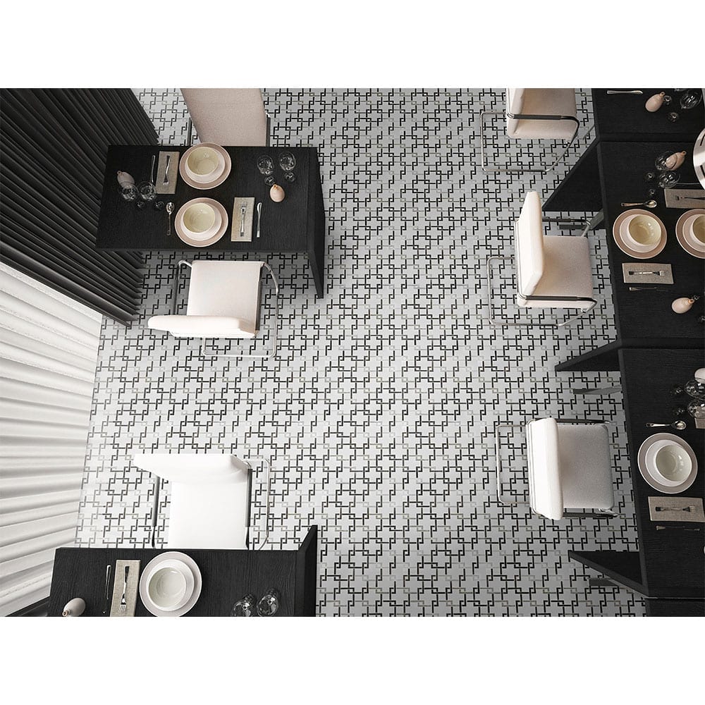 Blanco Lynx Stone Metal Mesh-Mounted Mosaic Tile 10.4"x10.47" Polished-MSI Collection