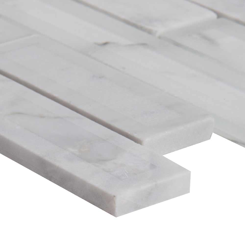 Blocki Blanco Interlocking 11.61" x 12.2" Glass Stone Mesh-Mounted Mosaic Tile Pattern-MSI Collection