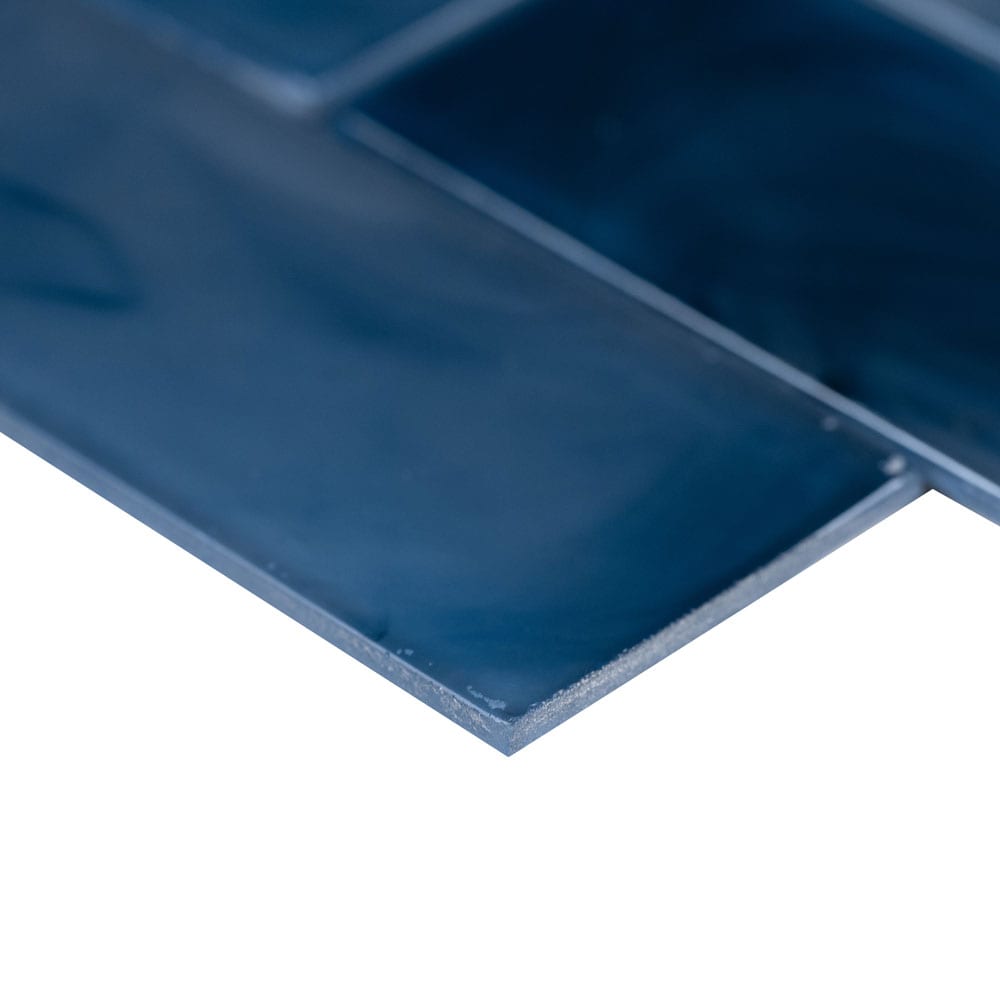 Blue Shimmer 11.75"x11.75" Glass Mesh-mounted Mosaic Tile 2"x6" - MSI Collection