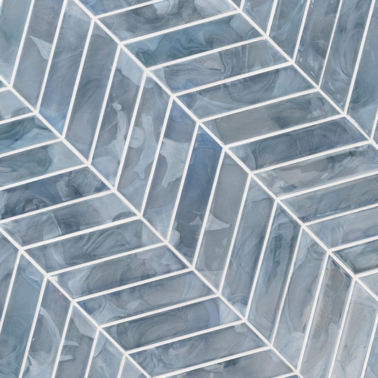 Blue Shimmer Chevron 9.95"x11.85" Glass Mesh Mounted Mosaic Wall Tile - MSI Collection