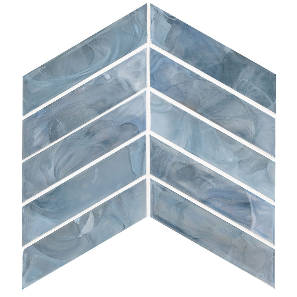Blue Shimmer Chevron 9.95"x11.85" Glass Mesh Mounted Mosaic Wall Tile - MSI Collection