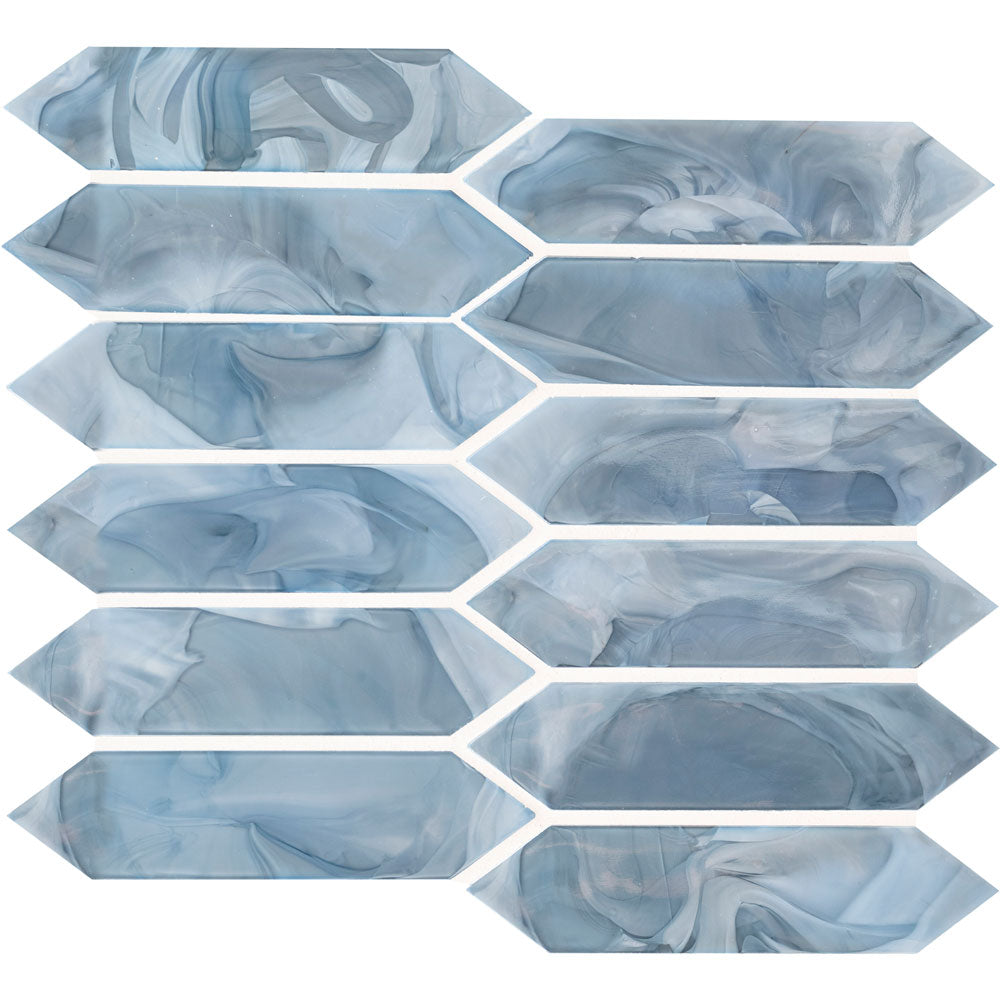 Blue Shimmer Picket 10"x13.3" Glass Mesh Mounted Mosaic Wall Tile - MSI Collection