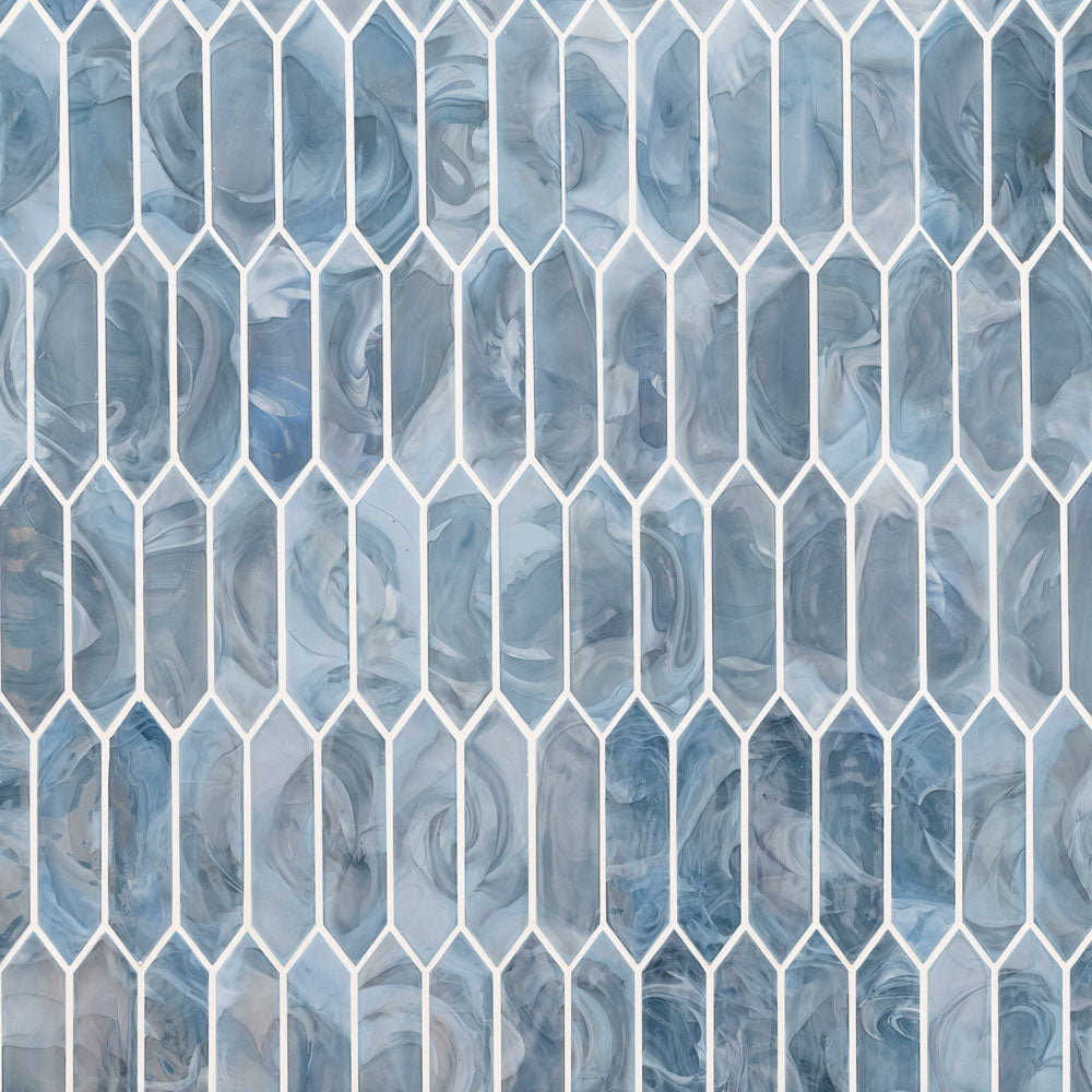 Blue Shimmer Picket 10"x13.3" Glass Mesh Mounted Mosaic Wall Tile - MSI Collection