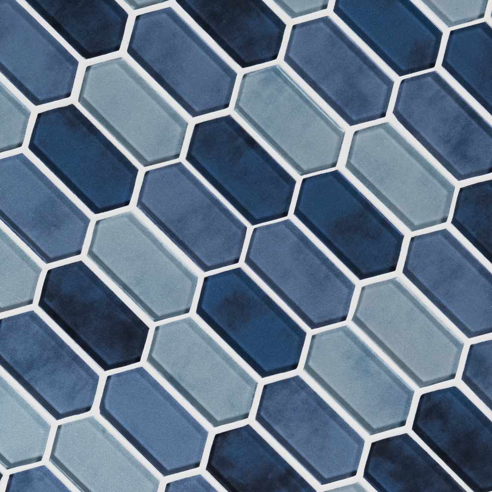 Boathouse Blue Picket 10" x 12" Glass Mesh-Mounted Mosaic Tile Pattern-MSI Collection