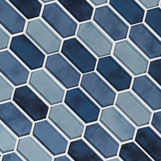Boathouse Blue Picket 10" x 12" Glass Mesh-Mounted Mosaic Tile Pattern-MSI Collection