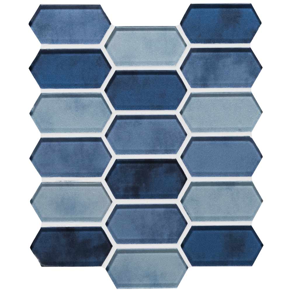 Boathouse Blue Picket 10" x 12" Glass Mesh-Mounted Mosaic Tile Pattern-MSI Collection