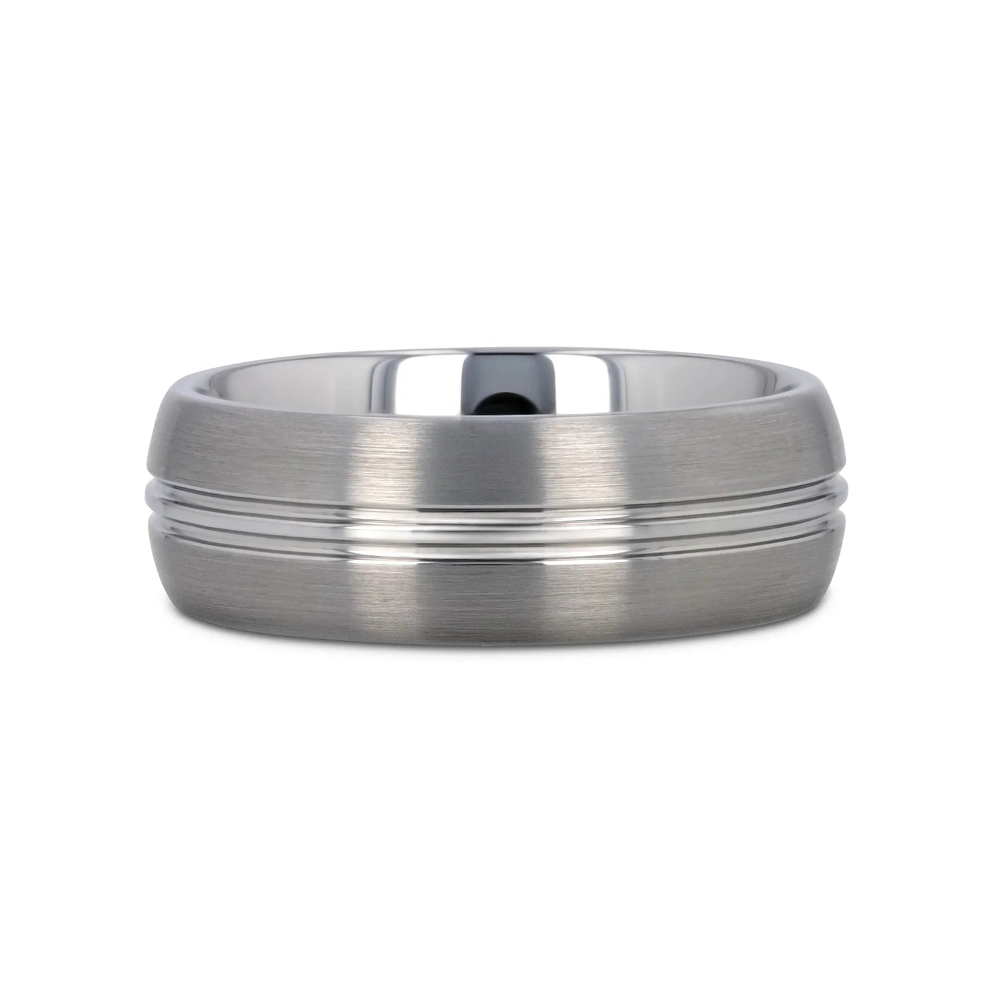 BOSS Tungsten Carbide Ring with Domed Center Groove and Brush Finish - 6mm & 8mm
