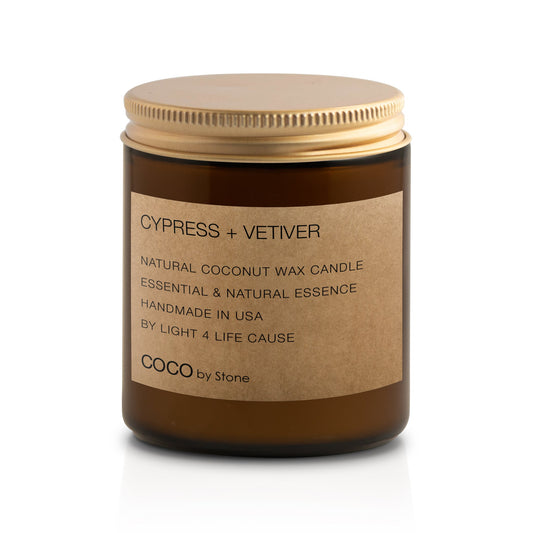 7.2oz Cypress + Vetiver Natural Coconut Apricot Wax Candle
