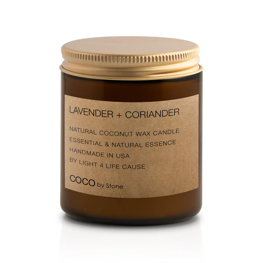 7.2oz Lavender + Coriander Natural Coconut Apricot Wax Candle