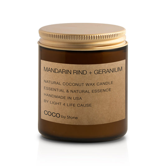 7.2oz Mandarin Rind + Geranium Natural Coconut Apricot Wax Candle