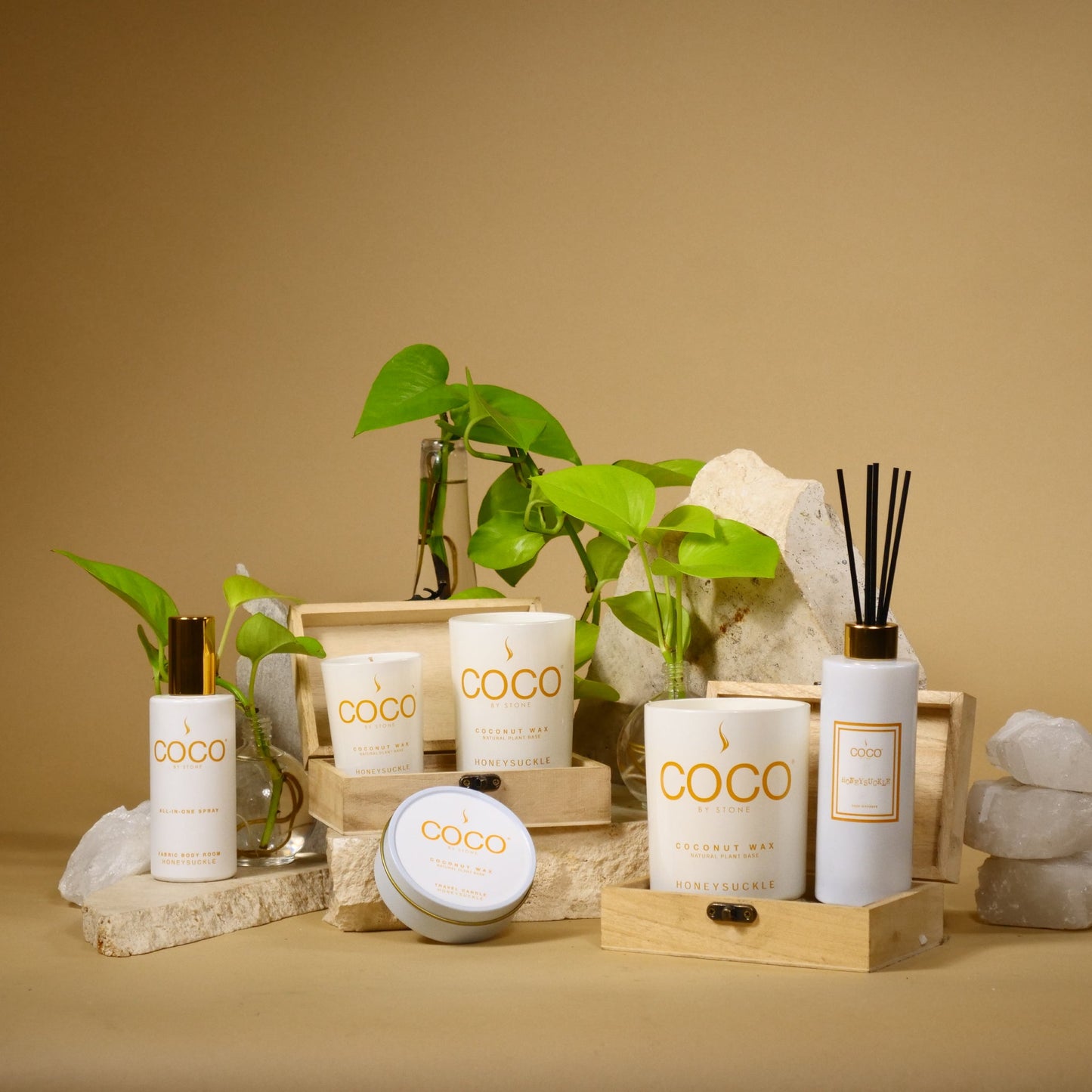 Honeysuckle Natural Coconut Apricot Wax Candle