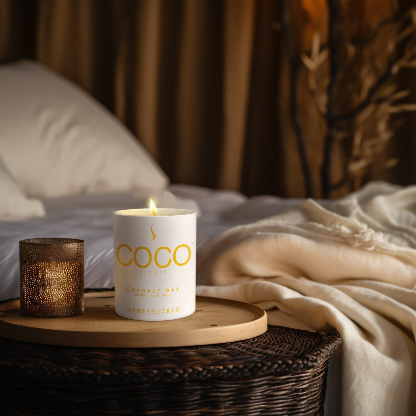 Honeysuckle Natural Coconut Apricot Wax Candle