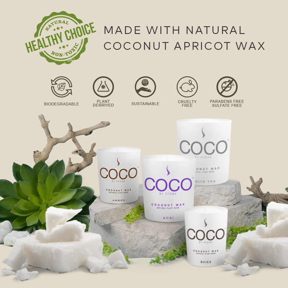 White Tea Natural Coconut Apricot Wax Candle