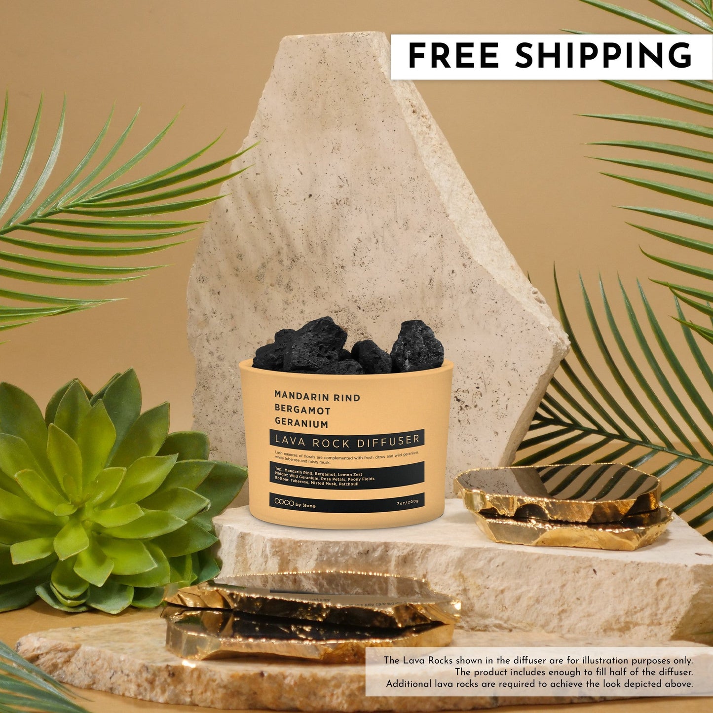 Lava Rock Diffuser (Mandarin Rind | Bergamot | Geranium)