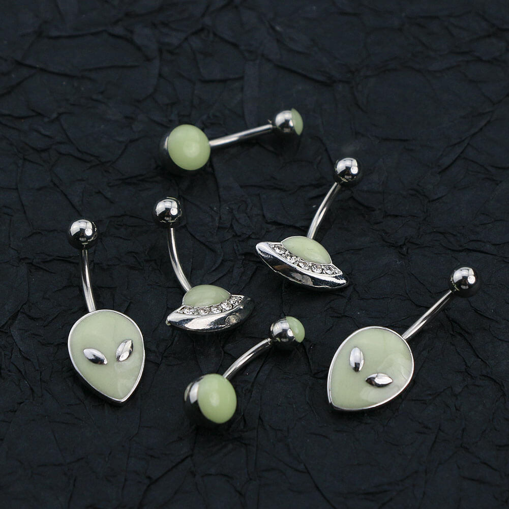 3PCS Alien Glow-in-the-Dark Belly Rings