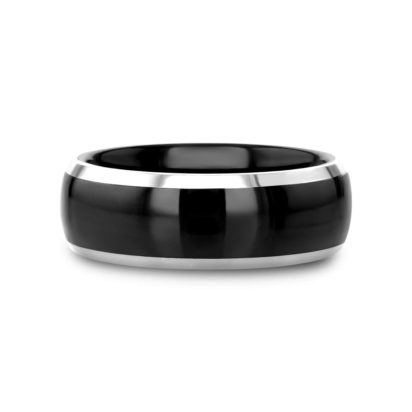 CARRERA Domed Black Ceramic and Tungsten Wedding Band, Comfort Fit — 6mm to 10mm
