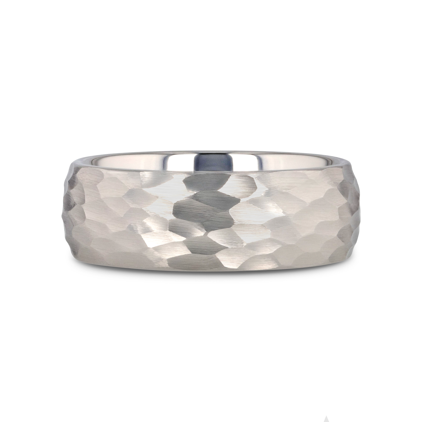CHANDLER Domed Hammered Finish White Tungsten Ring - 6mm or 8mm