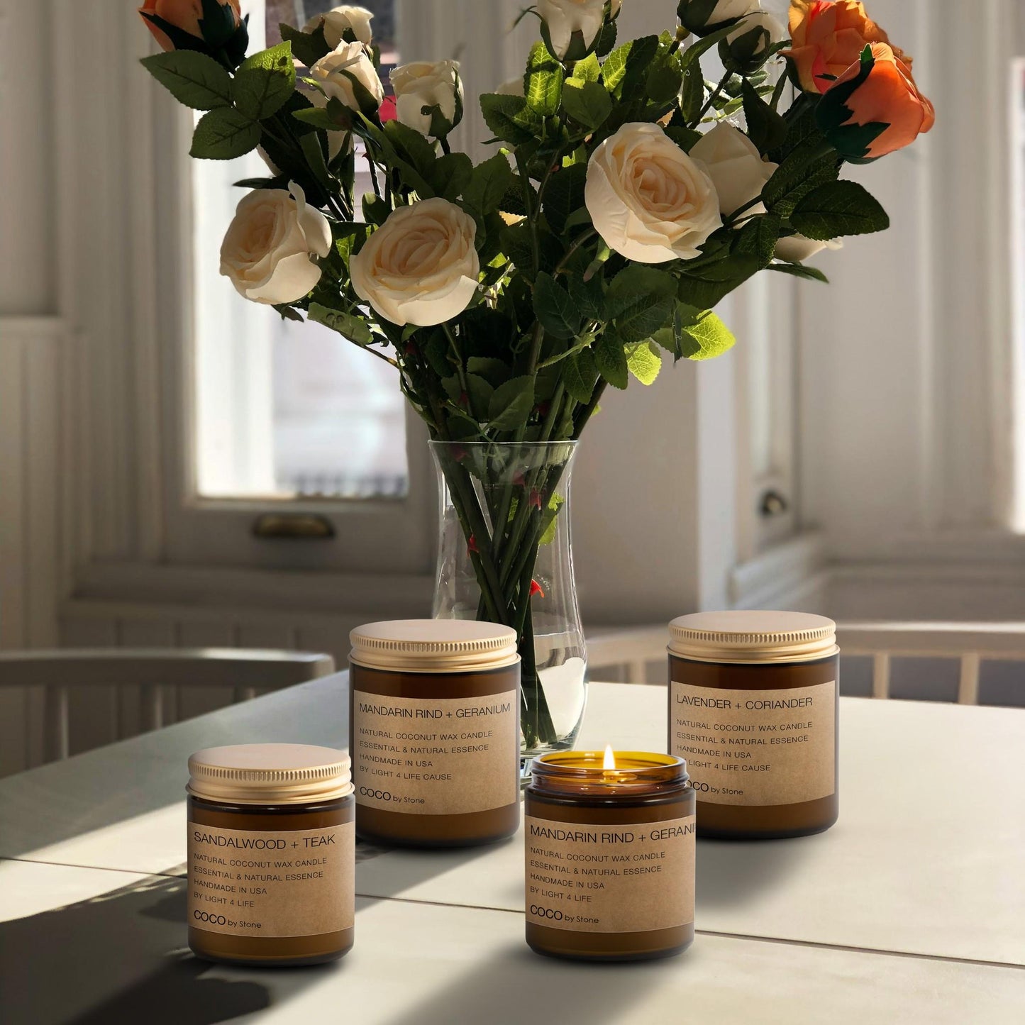 7.2oz Mandarin Rind + Geranium Natural Coconut Apricot Wax Candle