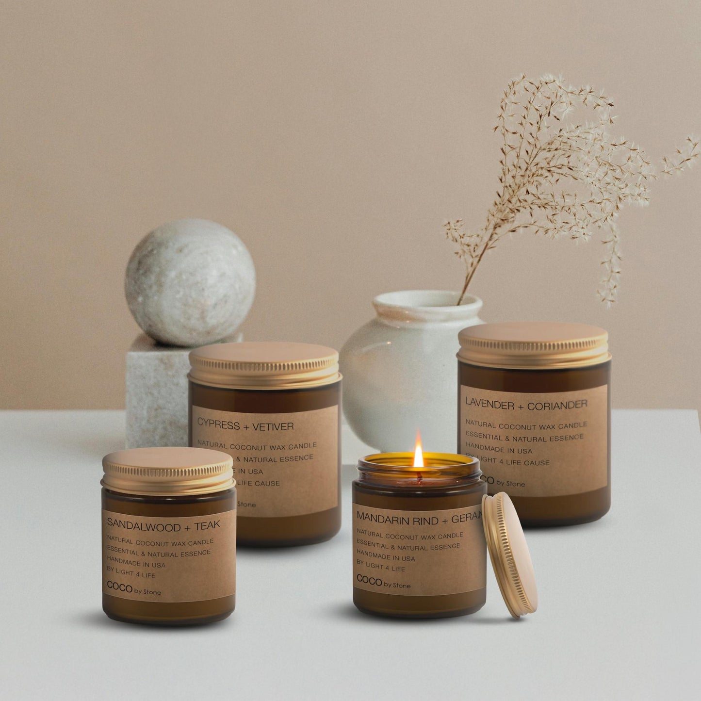 7.2oz Mandarin Rind + Geranium Natural Coconut Apricot Wax Candle