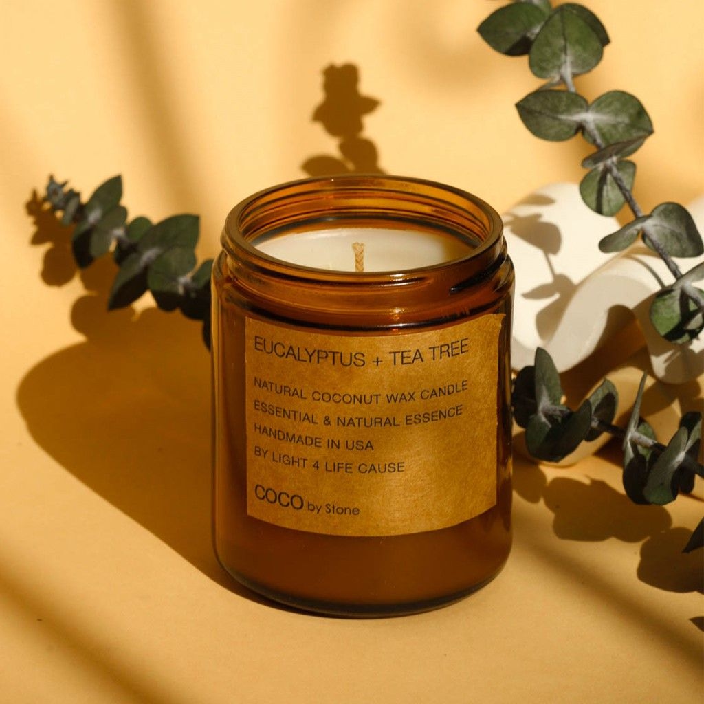 3.5oz Eucalyptus + Tea Tree Natural Coconut Apricot Wax Candle