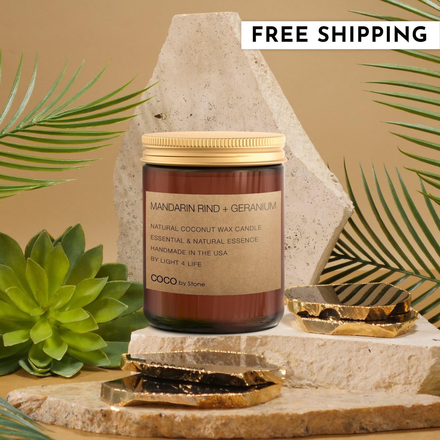 7.2oz Mandarin Rind + Geranium Natural Coconut Apricot Wax Candle
